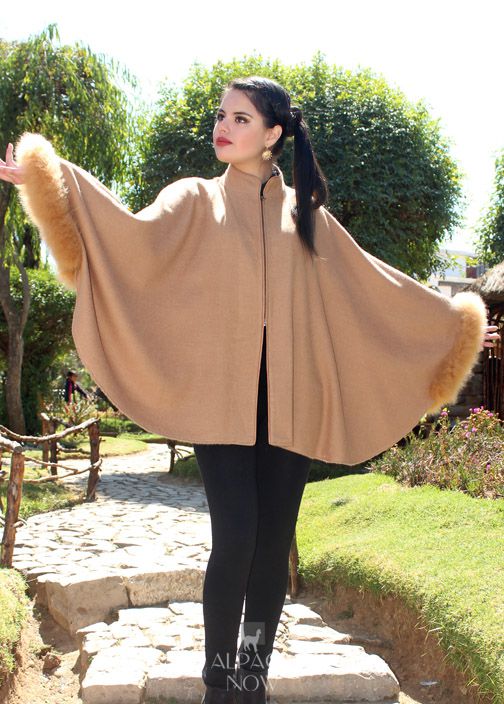 Janice Baby Alpaca Cape with Fur