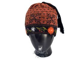 Alpaca Embroidered Leaf Hat - Fleece Lining