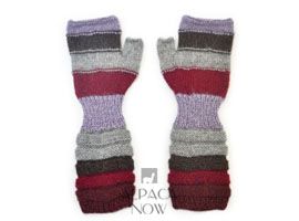 Striped Alpaca Long Fingerless Gloves